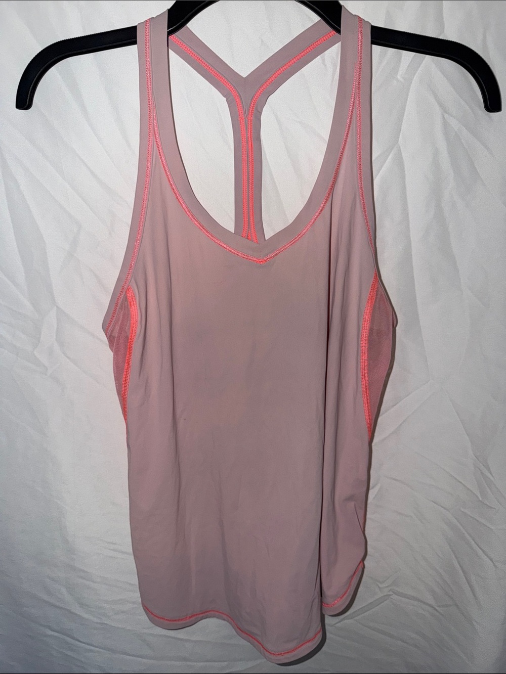 lululemon athletica Light Pink Racerback Tank with Neon Stitching